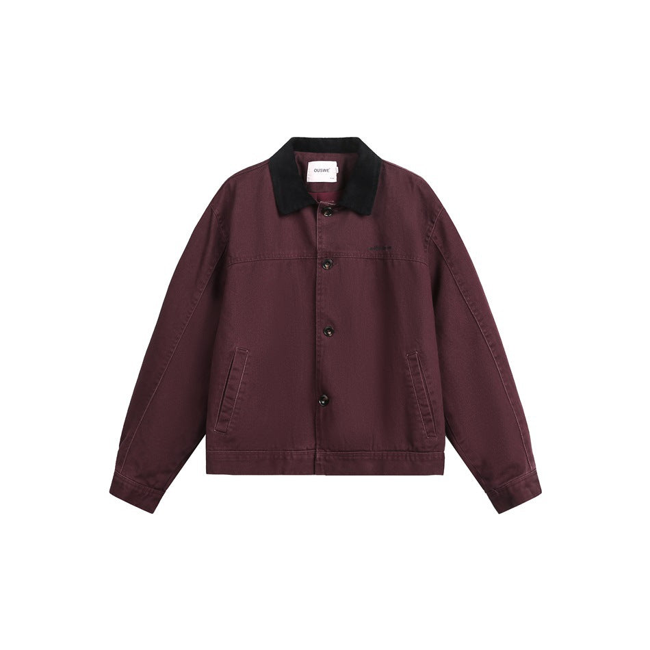 Men's Retro Workwear Jacket Purplish Red MuddyStock All Products