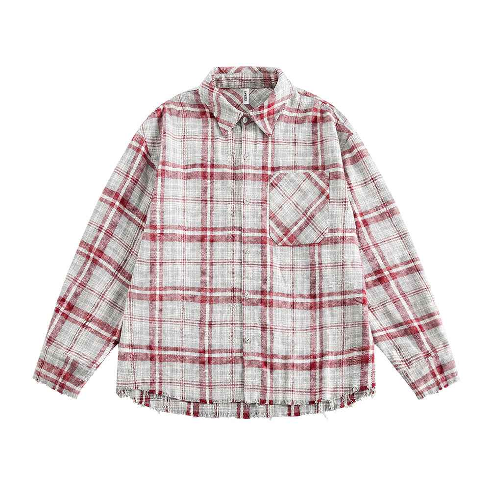 American Retro Plaid Women's Loose Casual Long Sleeve Shirt null