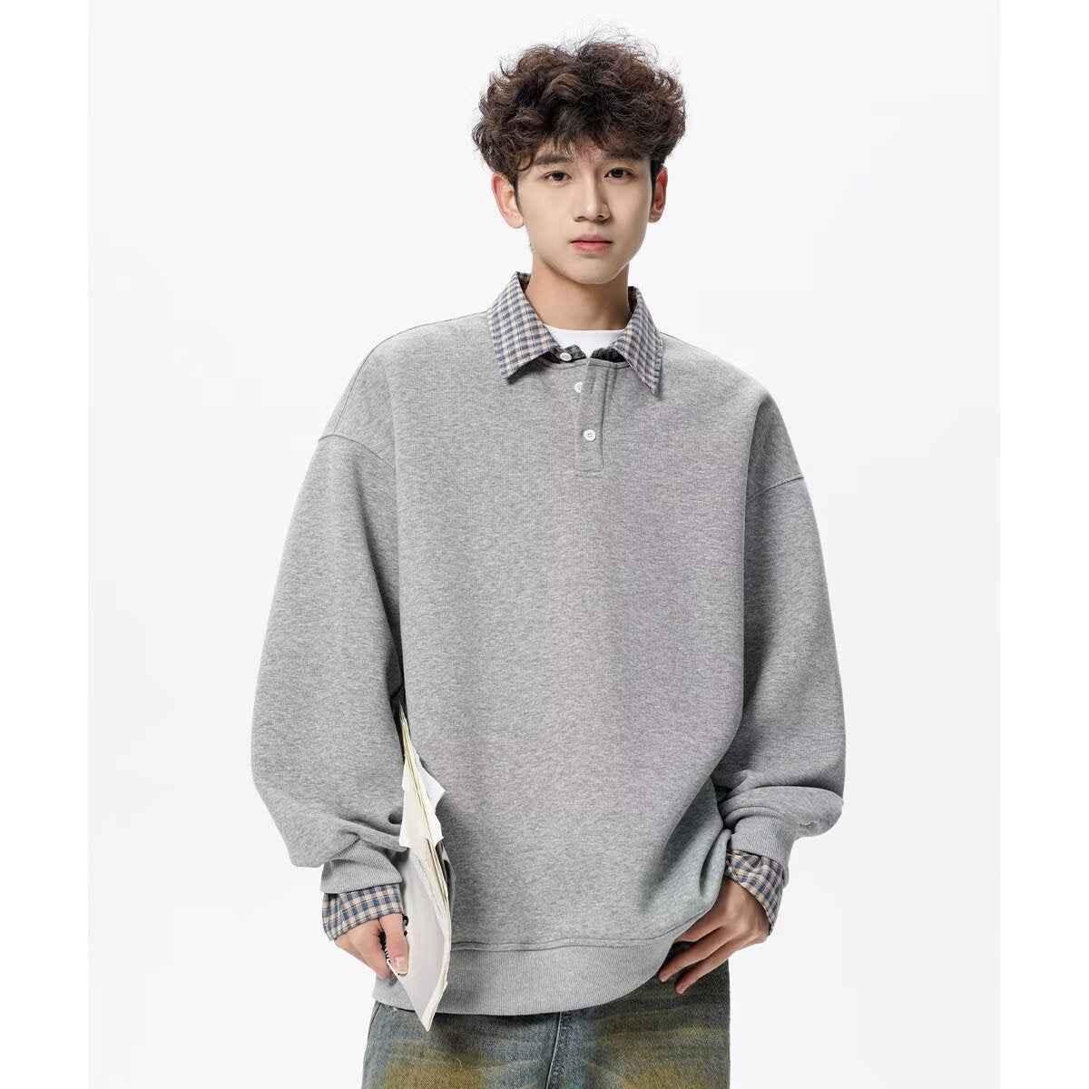Retro Style American Fake Two Piece Sweater null