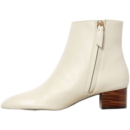 Zipper Ankle Boots For Women White MuddyStock null