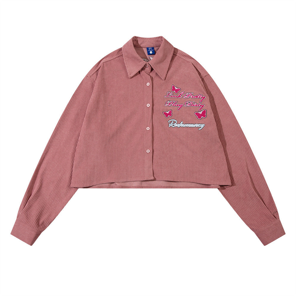Letter Butterfly Loose Cool Shirt For Women FY5863 Pink