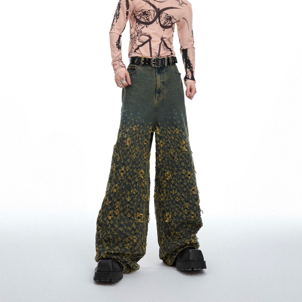 Vintage Irregular Ripped Jeans For Men