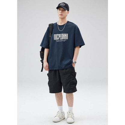 Letter Printed T-shirt Japanese Loose Cotton Half Sleeve T shirt MuddyStock