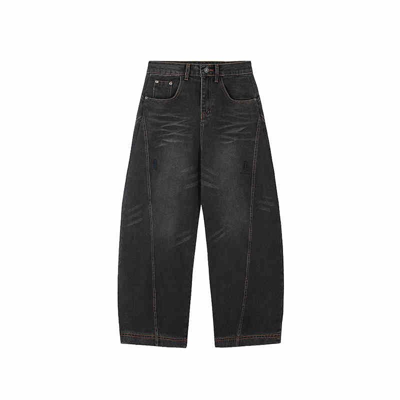 Retro Jeans Loose Straight Drooping Wide Leg Pants For Men And Women Grey
