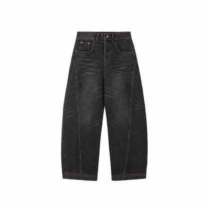 Retro Jeans Loose Straight Drooping Wide Leg Pants For Men And Women Grey