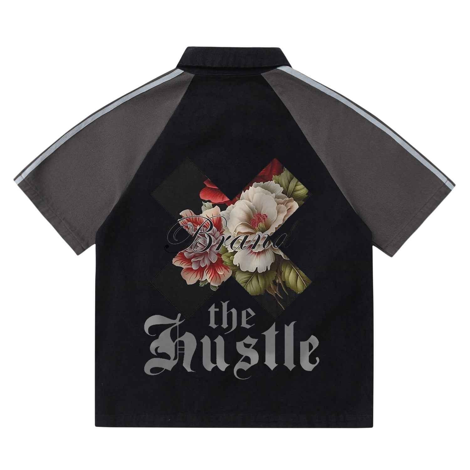 American High Street Floral Short-sleeved T-shirt For Men Black NZKS107 SUCK null