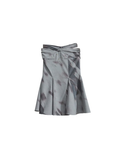 Printed Punk Girl Hollow Skirt For Women Grey All Products