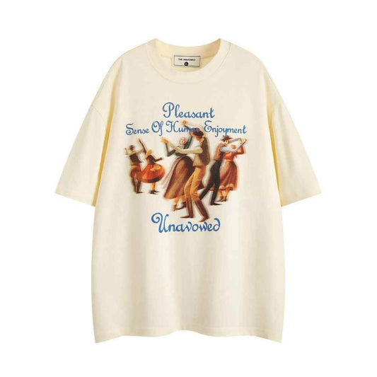 Retro Dancing Crowd Printed Short-sleeved T-shirt For Men MuddyStock