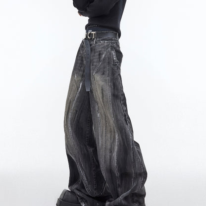 Heavy Retro Distressed Wide Leg Loose Jeans For Men