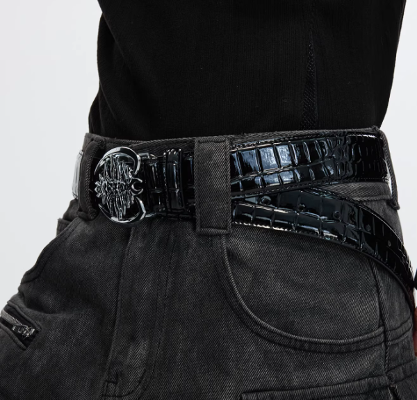 Metal Ribbed Buckle Niche Belt