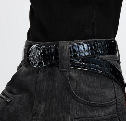 Metal Ribbed Buckle Niche Belt