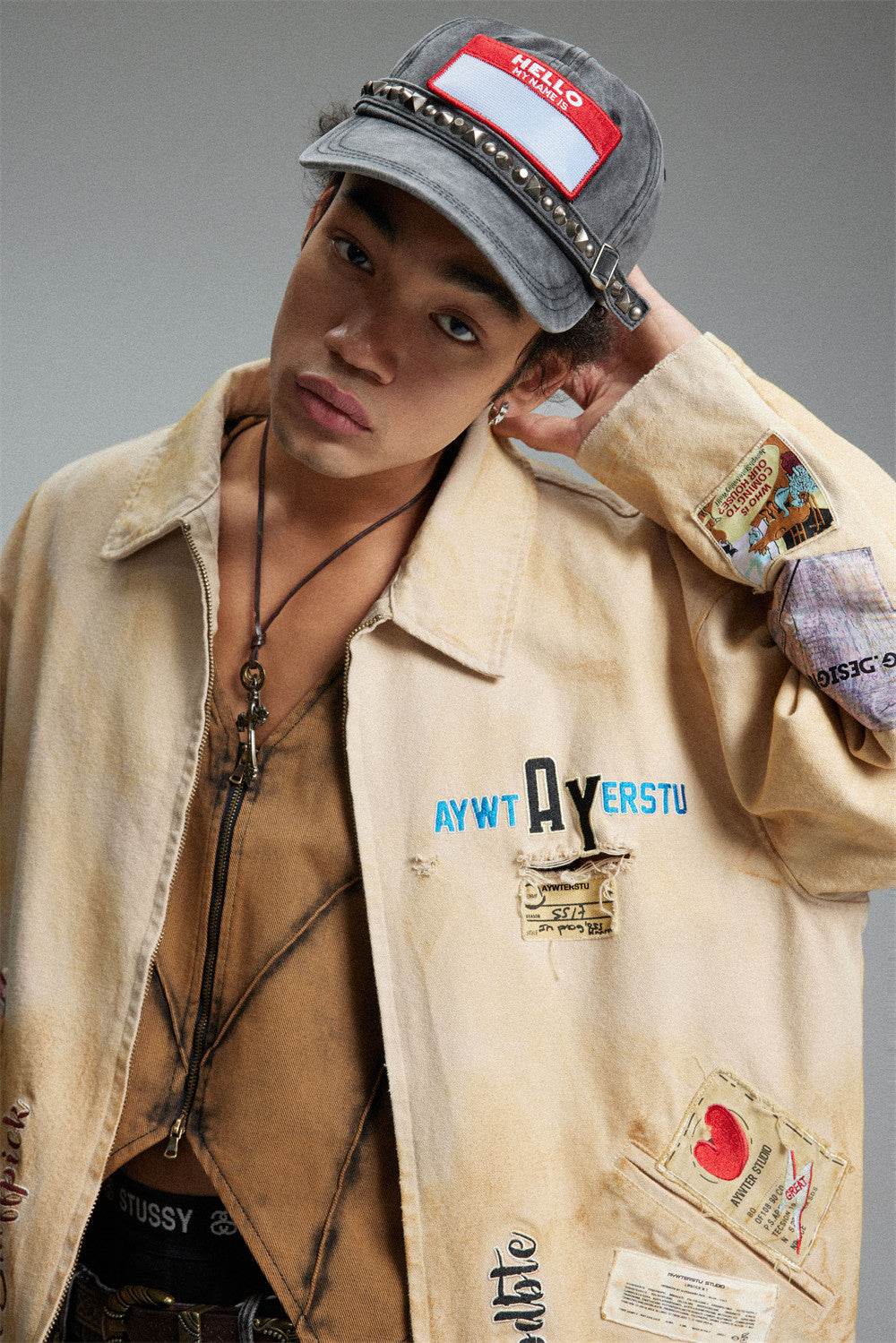 Embroidered Lapel Workwear Jacket For Men MuddyStock