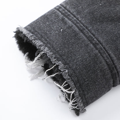 Washing Gradient Frayed Hem Denim Jacket For Women MuddyStock null