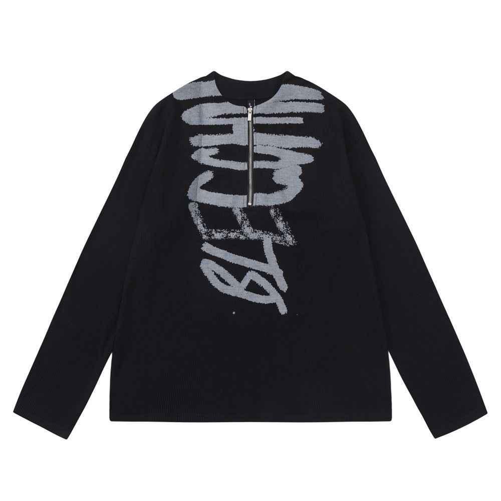 Abstract Graffiti Printed Long Sleeve T-shirt For Women Black null