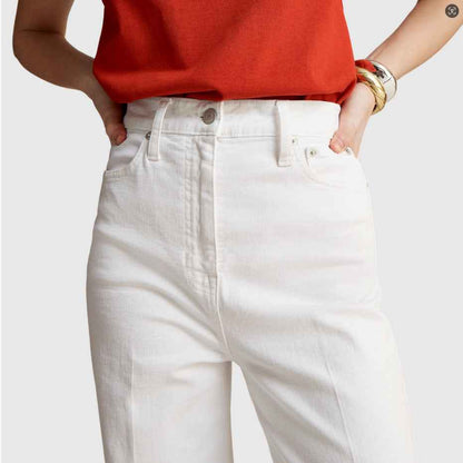 Loose Jeans For Women White Lengthened MuddyStock