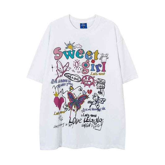 Butterfly Graffiti Printing Short Sleeve For Men And Women MuddyStock