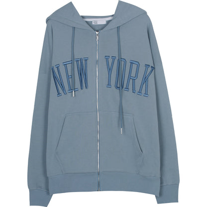 Haze Blue Zipper Hoodie For Women Blue MuddyStock