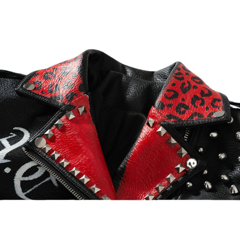 Slim Fit Rivet Punk Style Jacket For Women