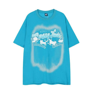 Abstract Animal Print Short-sleeved T-shirt For Men And Women Blue