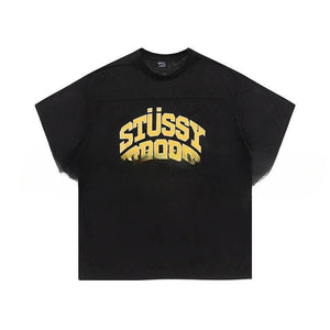 Sports And Leisure Jersey Letter Printing Simple Short Sleeve For Men And Women XC6916 Black