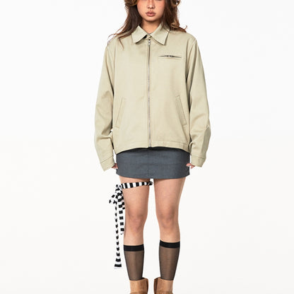 American Retro Short Lapel Jacket For Women khaki MuddyStock