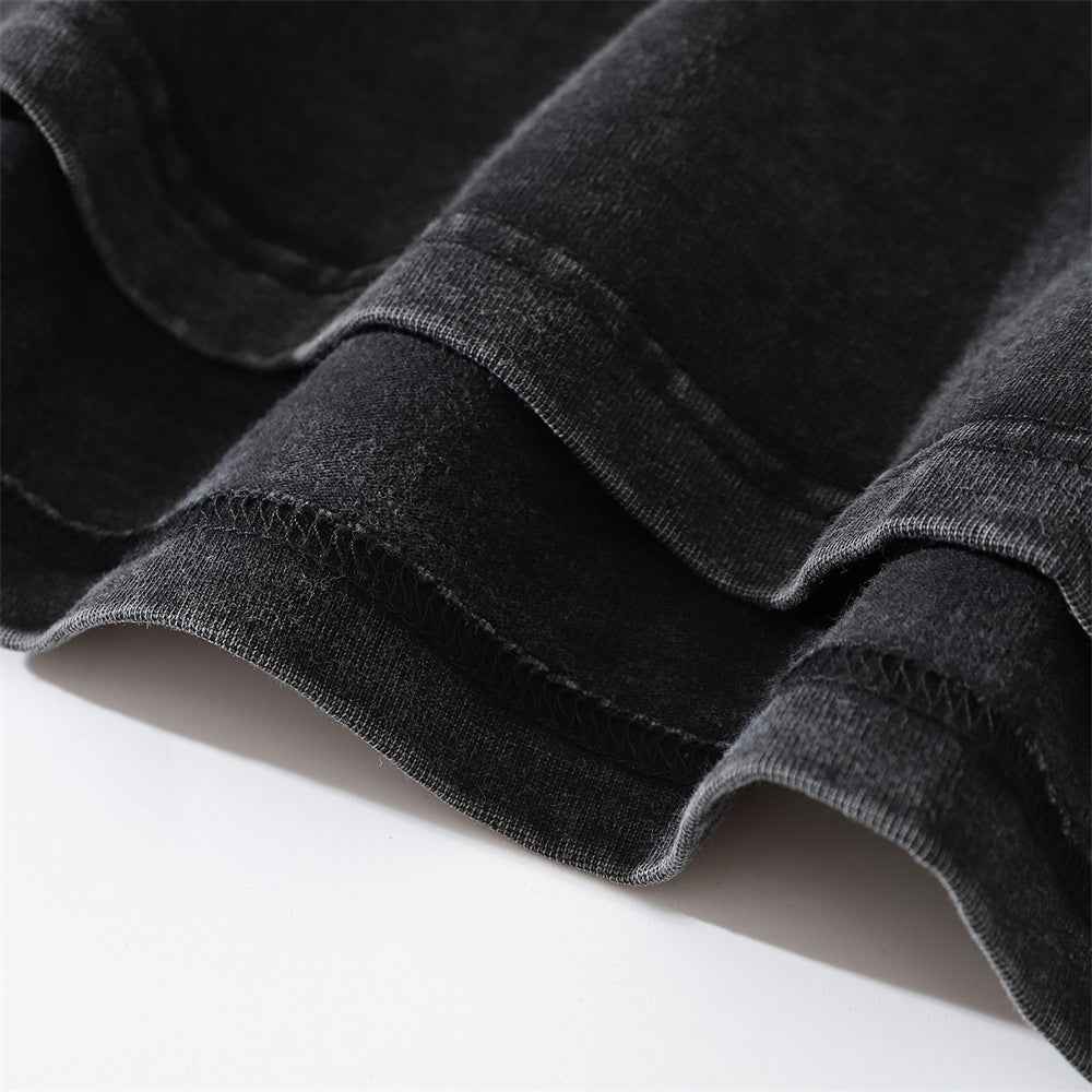 Letter Washed Old Long-sleeved T-shirt For Men null