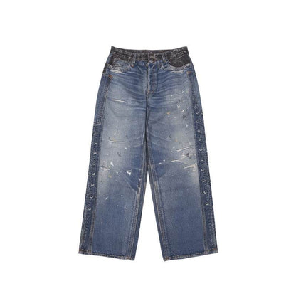 Vintage Washed Ripped Jeans For Men And Women Picture Color MuddyStock