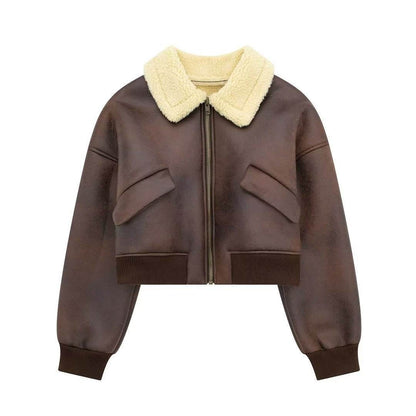 Thickened Lapel Double-sided Pilot Short Jacket For Women MuddyStock