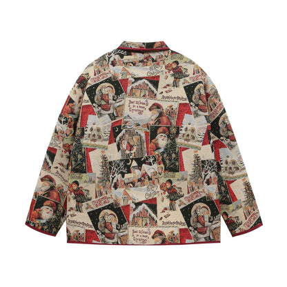 Retro Santa Claus Jacquard Lapel Cotton-padded Coat For Men And Women MuddyStock