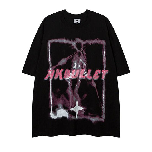 Abstract Graffiti Printing Short Sleeve Women MuddyStock