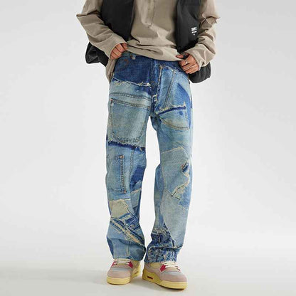 Jeans Men's Loose Washed-out Straight Wide Leg Casual Pants MuddyStock