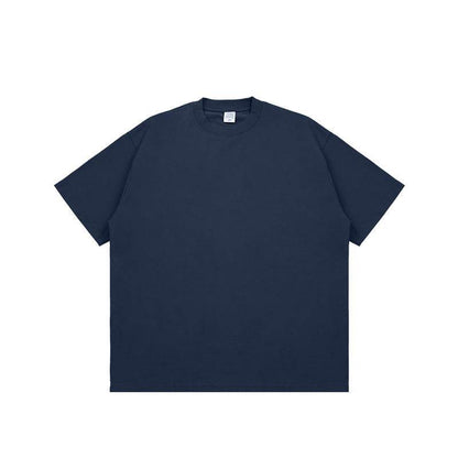 Fashion Solid Color Short Sleeves Navy blue MuddyStock