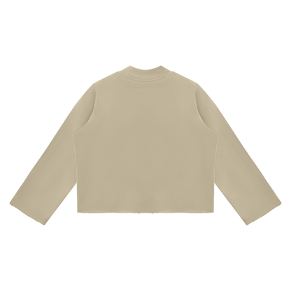 Mock Neck Raw Edge Boxy Sweatshirt For Men | MuddyStock Originals