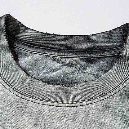 Men's Punk Waste Soil Washed And Worn T-shirt null
