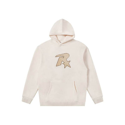 Star Embroidered Hooded Sweater For Both Men And Women Milky White MuddyStock