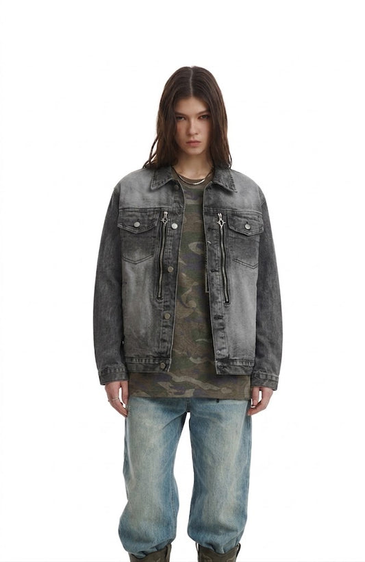 American Style Retro Washed Distressed Denim Jacket For Women MuddyStock null