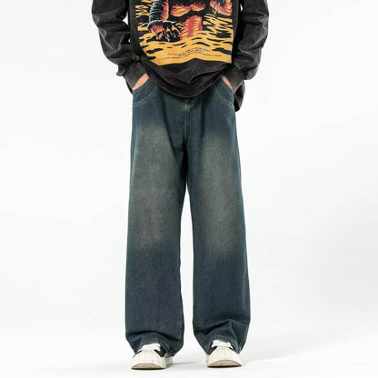 Vintage Blue Washed Men's Loose Jeans MuddyStock