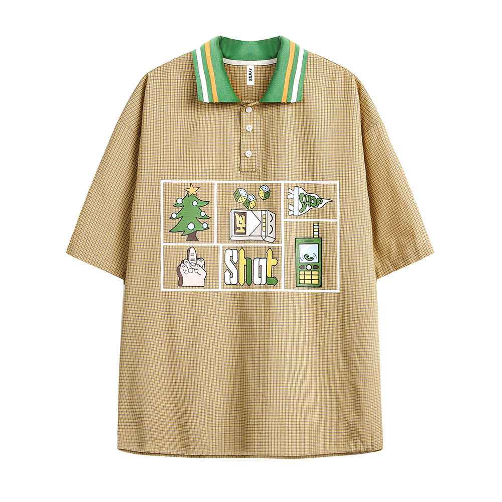 Women's Casual Contrast Color Lapel T-shirt null