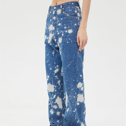 Women's Tie Dye Wash Printed Straight Fit Jeans All Products