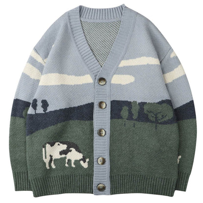 Oversize Streetwear Loose Cardigan For Women Photo Color MuddyStock
