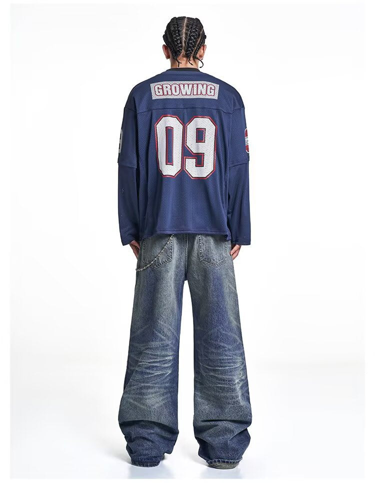Printed Men's Loose-Fit Sweatshirt Blue