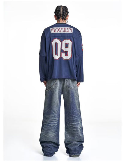 Printed Men's Loose-Fit Sweatshirt Blue