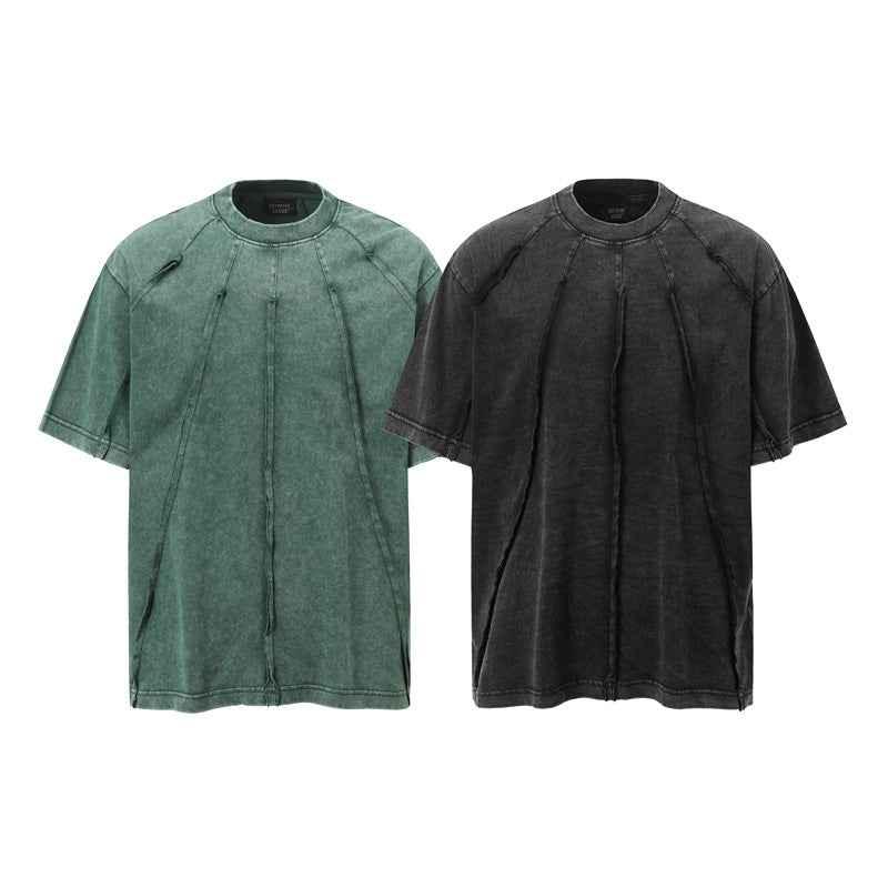 Men's Retro Washed Distressed Loose Niche Half Sleeve T-shirt null
