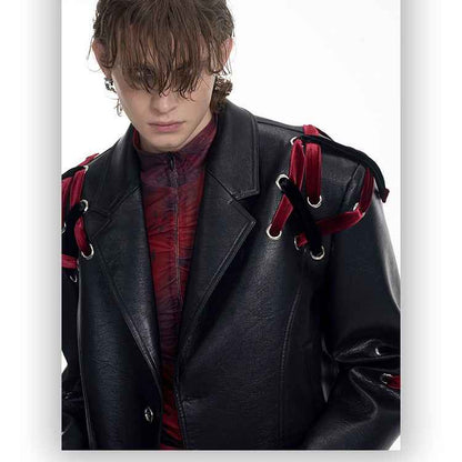 Short Leather Jacket Coat For Men null