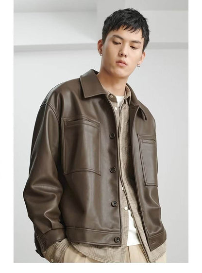 Fashion PU Leather Coat Men's Top MuddyStock