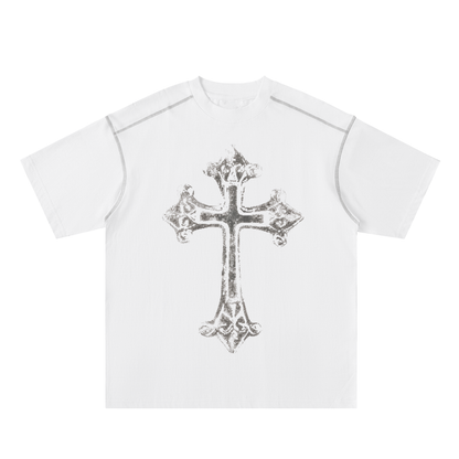 Oversized Contrast-Stitched Cotton Tee For Men | MuddyStock Originals White