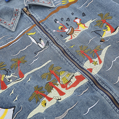 Punk Retro Cartoon Denim Jacket For Women MuddyStock null