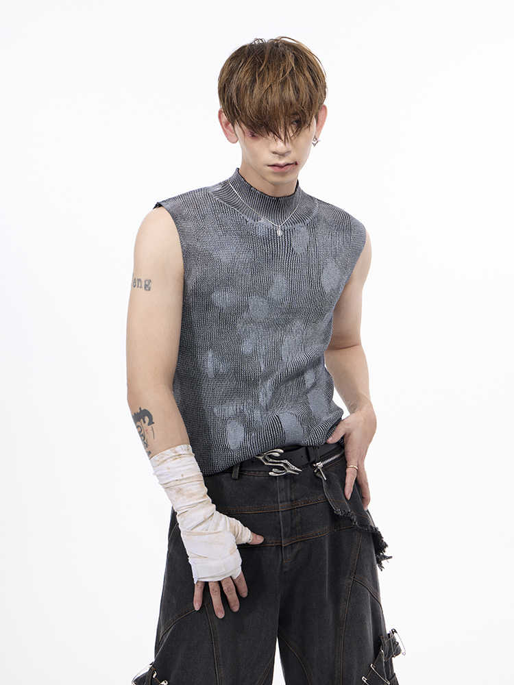 Men's Stretch Turtleneck Sleeveless T-shirt null
