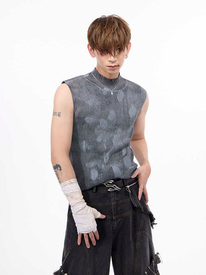 Men's Stretch Turtleneck Sleeveless T-shirt null