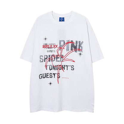 Spider Letter Print Short-sleeve For Men And Women MuddyStock